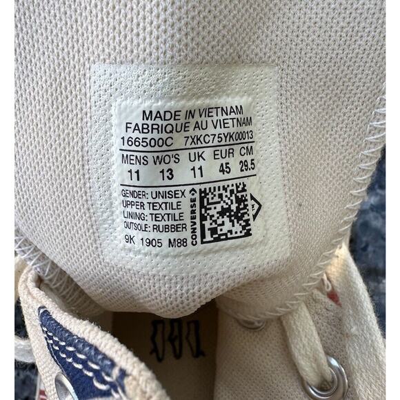 Converse Mens CTAS Hi Bold Branding Canvas 166500C Egret/Blue/Gym Red Size 11 - Picture 12 of 13